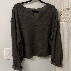 Urban Outfitters Dark Gray Knit V-Notch Pullover